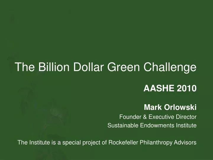 the billion dollar green challenge