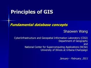 Shaowen Wang CyberInfrastructure and Geospatial Information Laboratory (CIGI) Department of Geography and