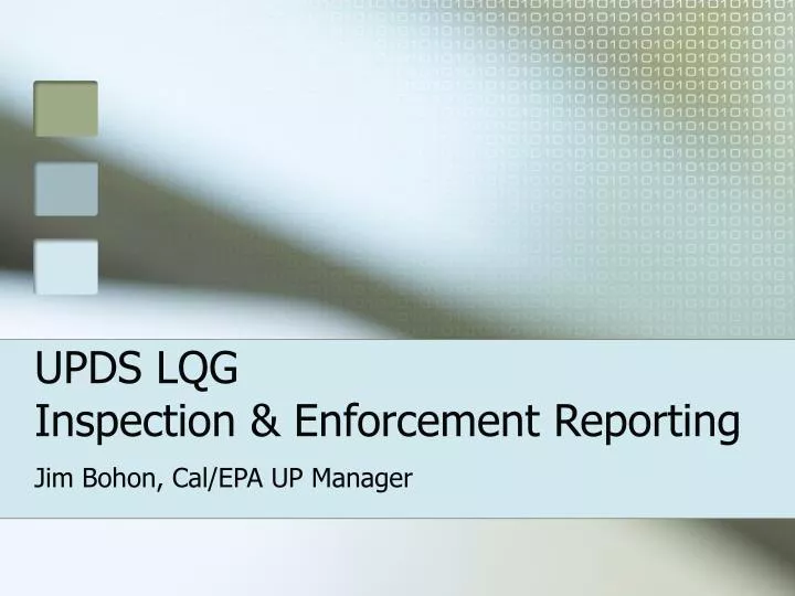 upds lqg inspection enforcement reporting