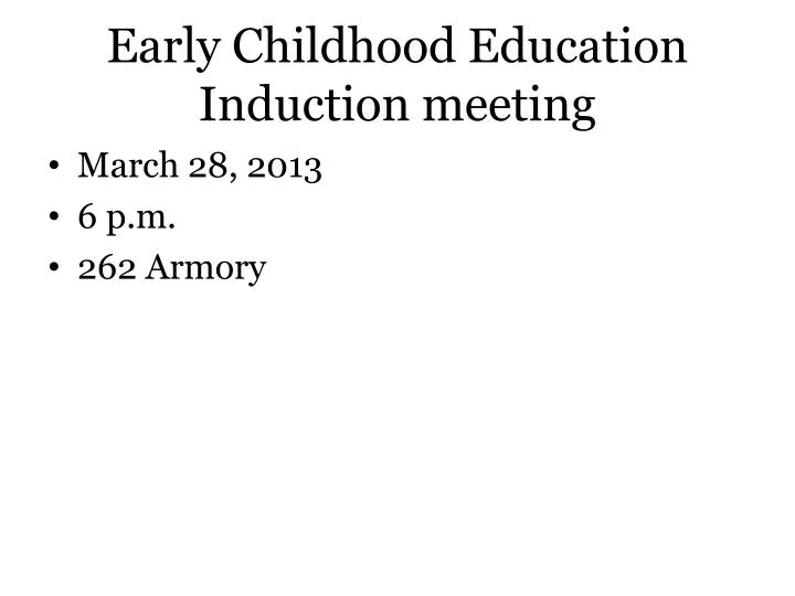 early childhood education induction meeting