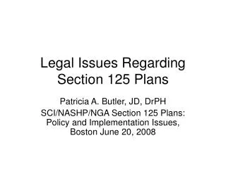Legal Issues Regarding Section 125 Plans
