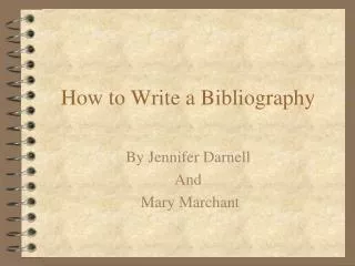 How to Write a Bibliography