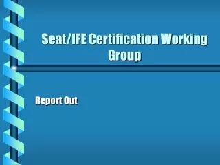 Seat/IFE Certification Working Group