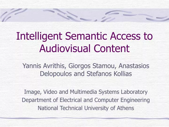 intelligent semantic access to audiovisual content