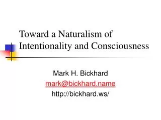 Toward a Naturalism of Intentionality and Consciousness