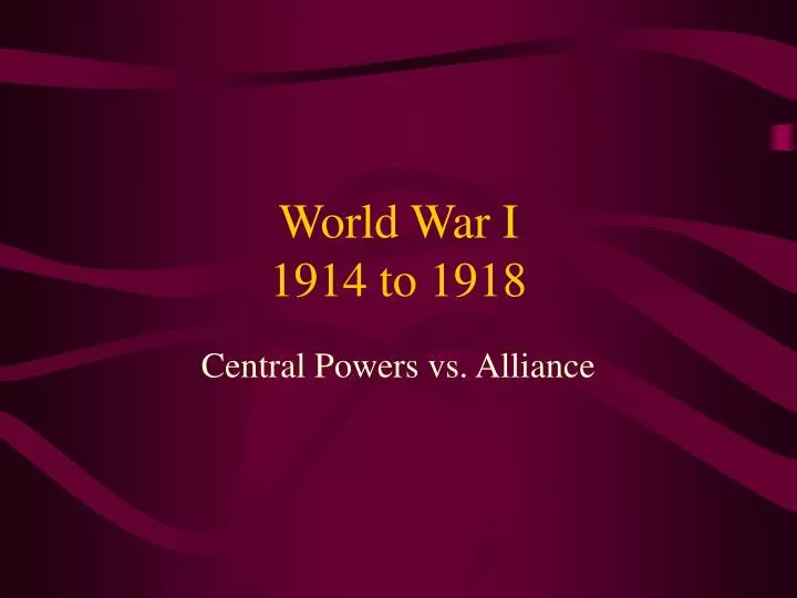 world war i 1914 to 1918