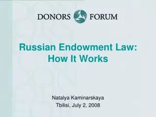 Russian Endowment Law: How It Works