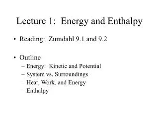 Lecture 1: Energy and Enthalpy