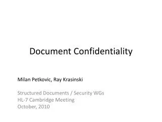 Document Confidentiality