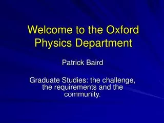 Welcome to the Oxford Physics Department