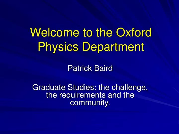 welcome to the oxford physics department