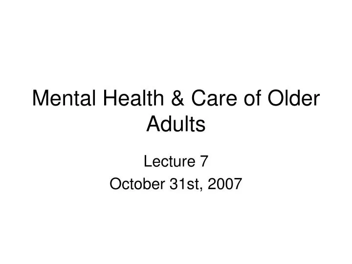 mental health care of older adults