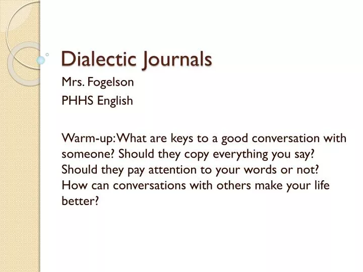 dialectic journals