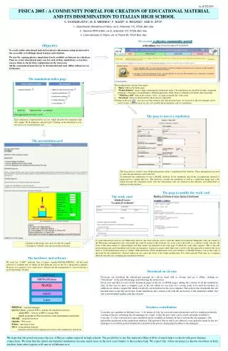 FISICA 2005 : A COMMUNITY PORTAL FOR CREATION OF EDUCATIONAL MATERIAL AND ITS DISSEMINATION TO ITALIAN HIGH SCHOOL