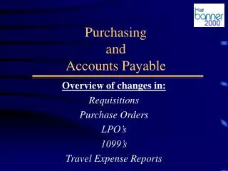 Purchasing and Accounts Payable