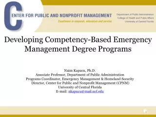 Developing Competency-Based Emergency Management Degree Programs