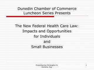Dunedin Chamber of Commerce Luncheon Series Presents