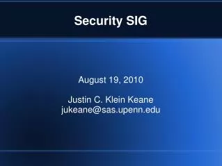Security SIG