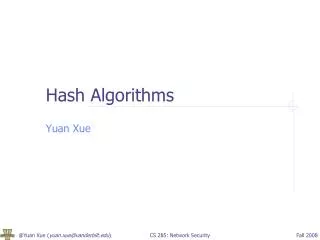 Hash Algorithms