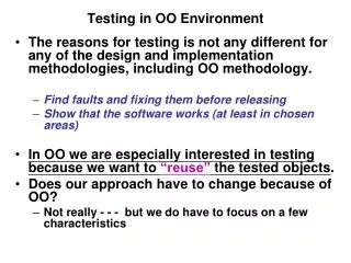 Testing in OO Environment