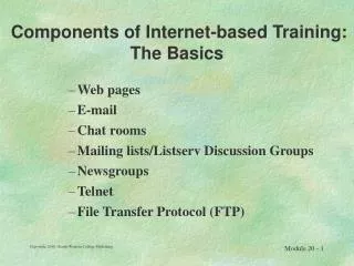 Components of Internet-based Training: The Basics