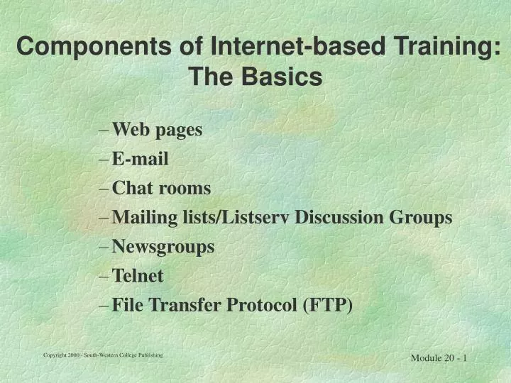 components of internet based training the basics