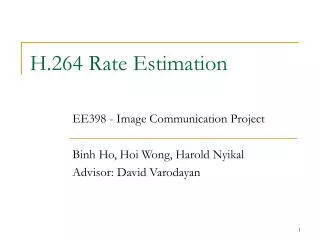 H.264 Rate Estimation