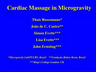 Cardiac Massage in Microgravity