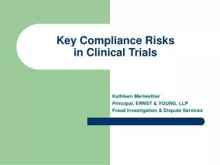 Key Compliance Risks in Clinical Trials