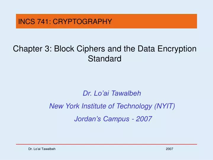 dr lo ai tawalbeh new york institute of technology nyit jordan s campus 2007