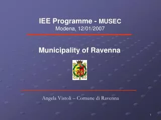 IEE Programme - MUSEC Modena, 12/01/2007