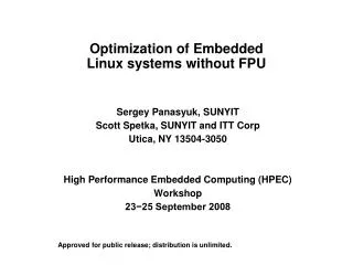 Optimization of Embedded Linux systems without FPU
