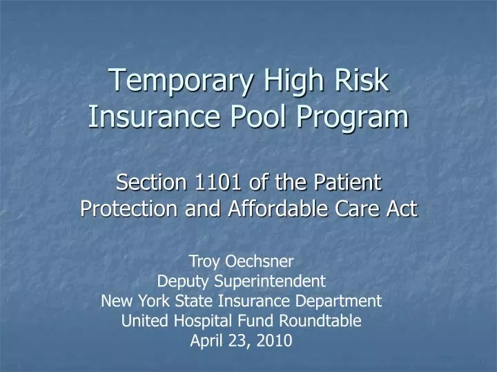 temporary high risk insurance pool program