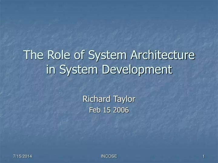 the role of system architecture in system development