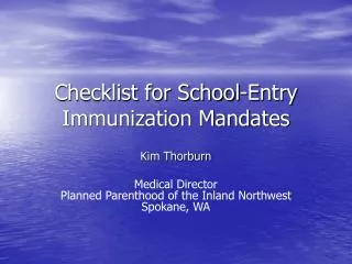 Checklist for School-Entry Immunization Mandates