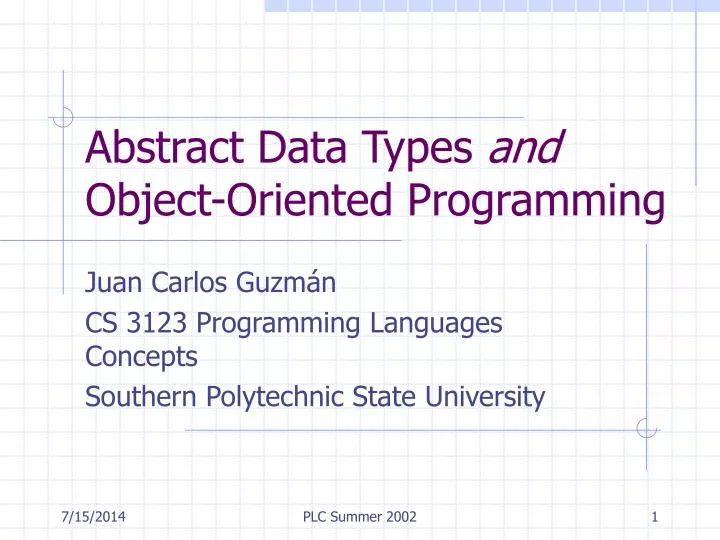 abstract data types and object oriented programming