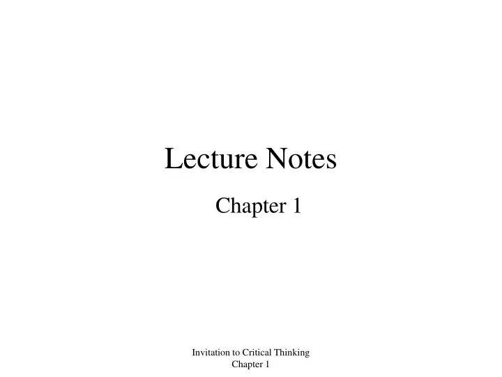 lecture notes