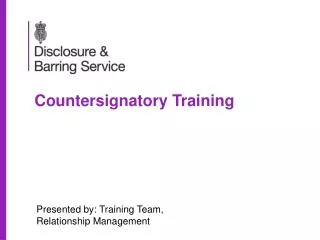 Countersignatory Training