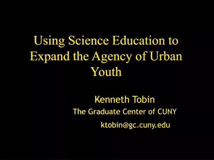 using science education to expand the agency of urban youth
