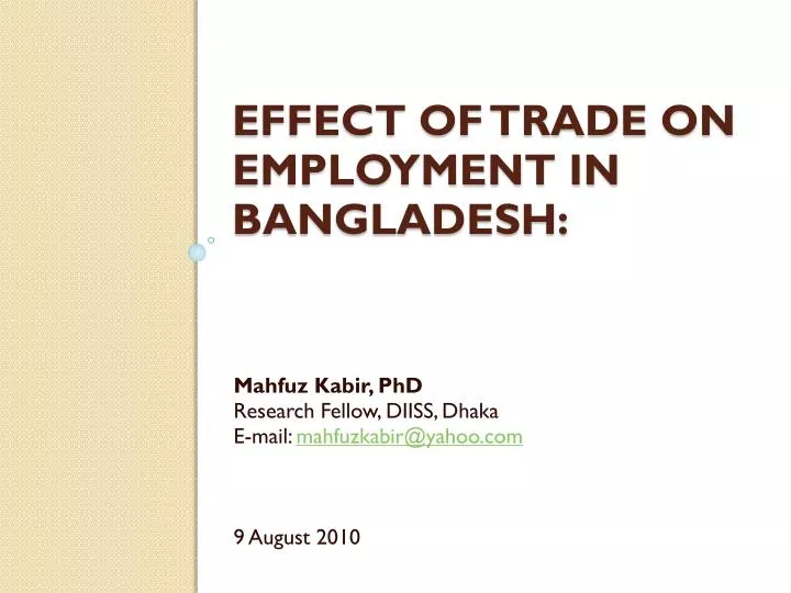 effect of trade on employment in bangladesh