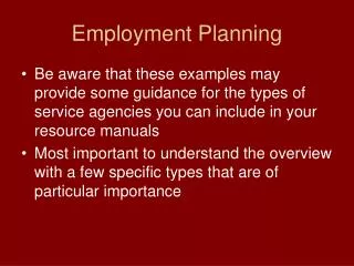 Employment Planning
