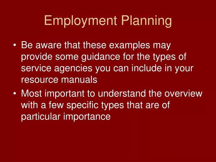 employment planning