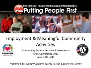 Employment &amp; Meaningful Community Activities