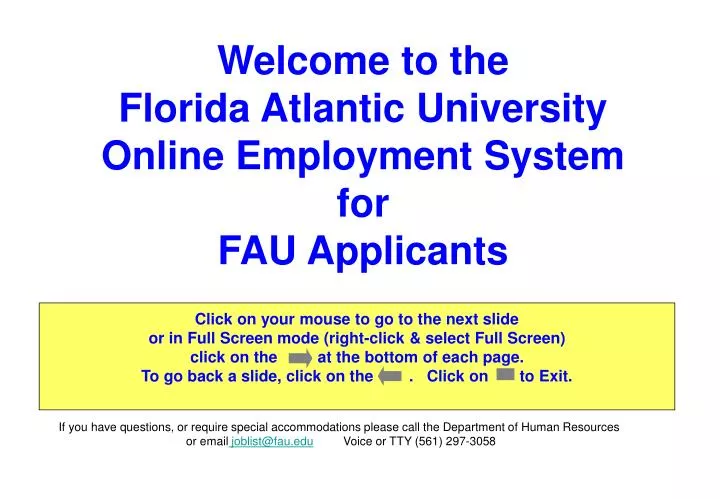 welcome to the florida atlantic university online employment system for fau applicants