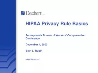 HIPAA Privacy Rule Basics