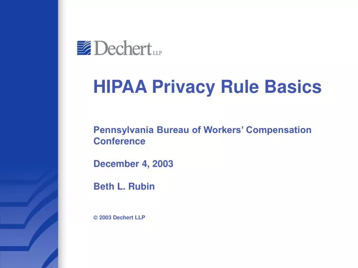hipaa privacy rule basics