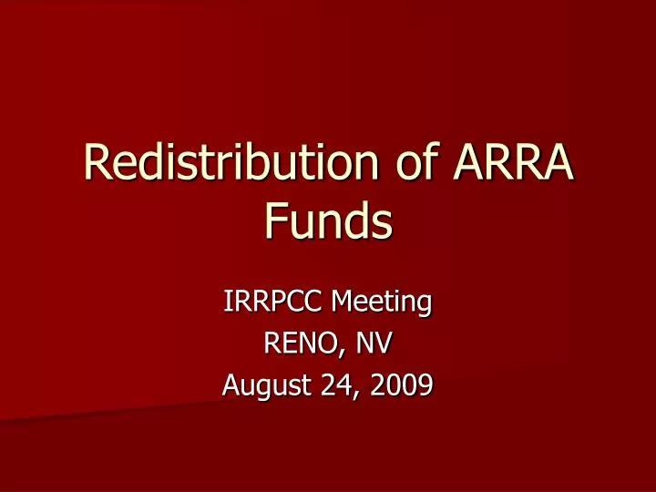 redistribution of arra funds