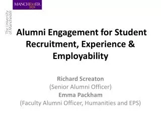 Alumni Engagement for Student Recruitment, Experience &amp; Employability