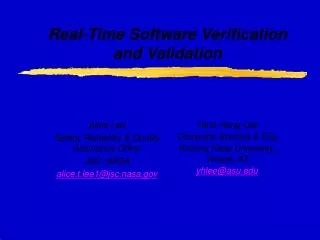 Real-Time Software Verification and Validation