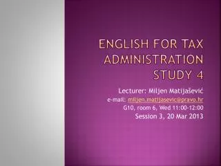 English for Tax Administration Study 4